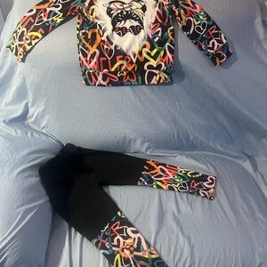 Colorful Heart Print Kids 2-piece set